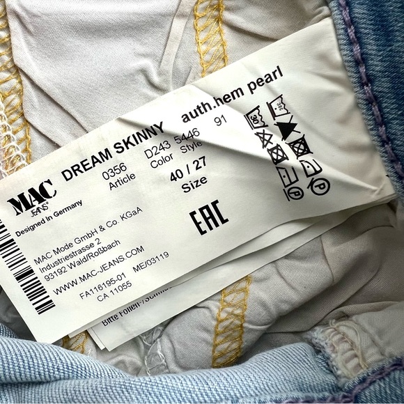 MAC Dream Skinny Jeans w/ Cropped Pearl Hem Size 10 - Picture 11 of 12